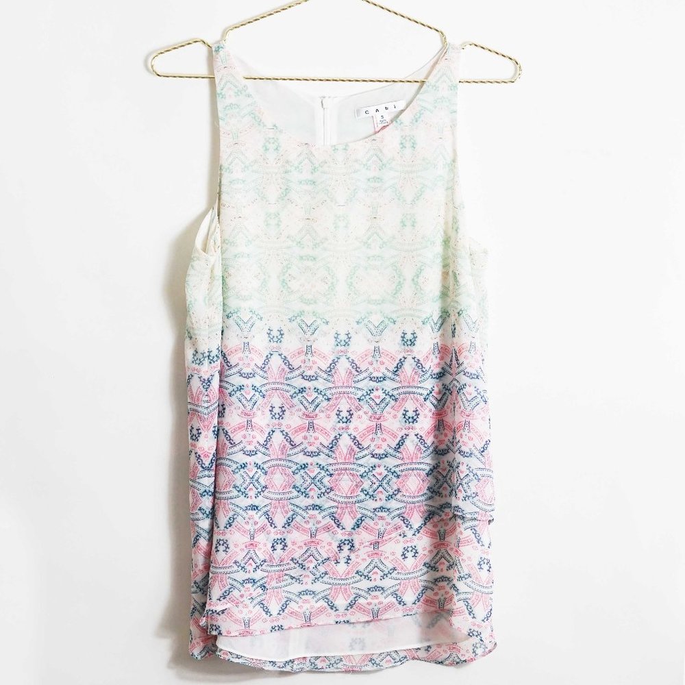 Cabi Sleeveless Mosaic Print Tank Top S